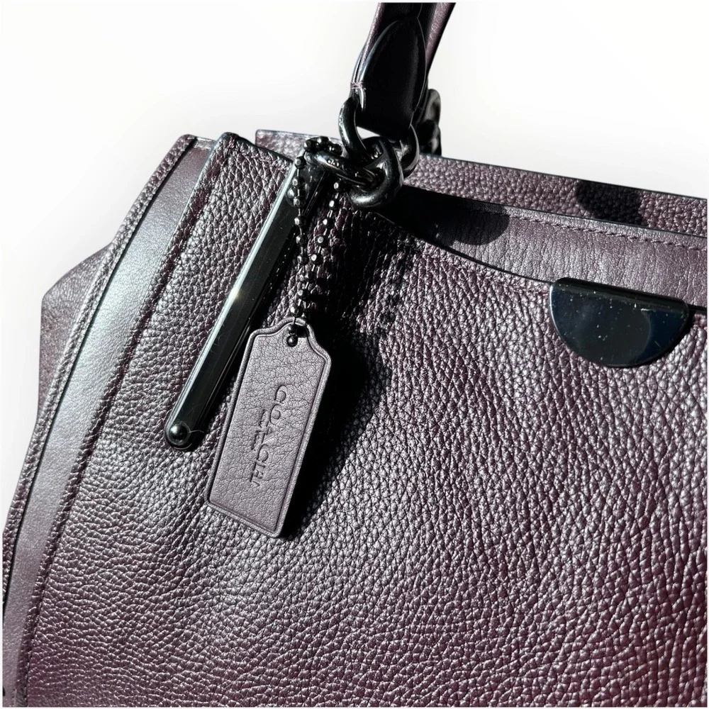 Coach Dreamer 36 Satchel Oxblood Burgundy Pebbled Leather Handbag Gunmetal Large